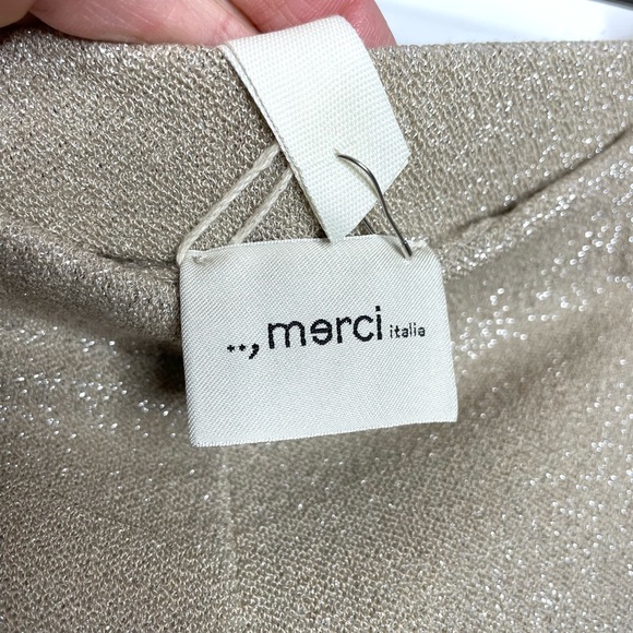 ..,merci italia | NWT Split Hem Pull on Trousers Metallic Lurex Beige IT40/US4 - Picture 7 of 9
